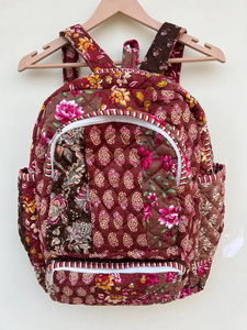 Mochila Acolchada a Rayas para Niñas, Hecha a Mano, de Algodón, para la Escuela, Ligera, para Viajes, con Múltiples Bolsillos, Estilo Boho, 20 Pulgadas - Product Image 3