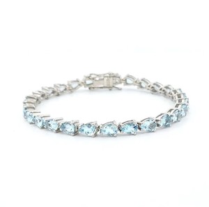 Natural Sky Blue Topaz <b>Charm</b> Bracelet Sterling Silver White Gold Plated Luxury Gemstone Jewelry Women Anniversary Gift 12g Third - Product Image 2