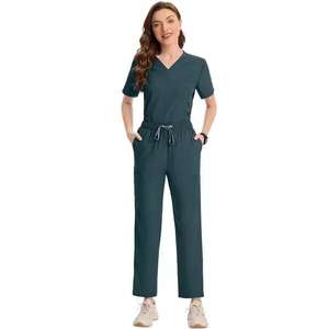 Conjuntos de Uniformes Médicos de Corte Ajustado con Blusa de Manga Corta de Ajuste Flexible y Cuello Moderno para Equipos Clínicos - Product Image 1