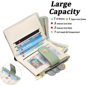 Portafoglio da donna in pelle con blocco RFID, chiusura a zip, scomparto per documenti e piccolo porta carte di credito - Product Image 3