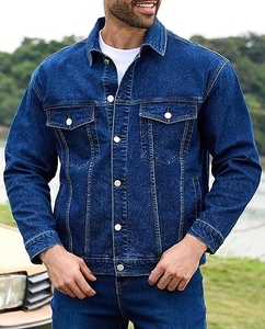 Men's Classic Denim Jacket Solid Color Turn-down Collar Casual Style Single Breasted <b>Button</b> Front Regular Fit Autumn Wear - Product Image 6