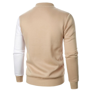 High Quality Men's Jacket Solid Full-Zip Front Logo Bomber Style <b>Stand</b> Collar High Street Minimalist Outerwear Jacket For Men - Product Image 4