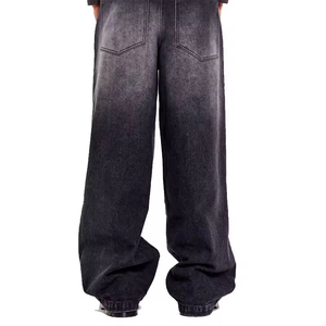 Pantalones Vaqueros Holgados de Mezclilla para Hombre, Estilo Oversize, 100% Algodón, Color Negro Deslavado, Diseño Personalizado de Alta Moda - Product Image 3