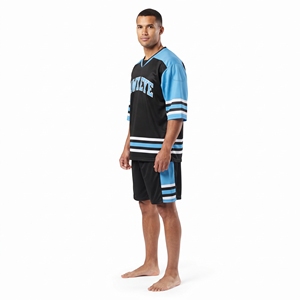 Conjunto de Camiseta de Fútbol Hawkeye para Hombre, Negro con Rayas Azules, Cuello en V, Manga Corta, Poliéster, Corte Atlético, Ropa Deportiva de Equipo - Product Image 6