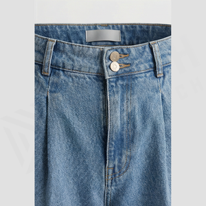 Jean en denim délavé coupe droite taille haute pour homme, coupe régulière, en coton, style décontracté printemps - Product Image 4