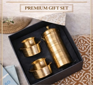 Premium Gold Plated <b>Mug</b> Set with Lid in Floral <b>Box</b> Gift for Adults Vintage Style Metal Drinkware - Product Image 5