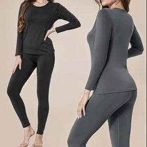 2 Conjuntos de Ropa Interior Térmica para Mujer, Conjunto de Camiseta y Pantalones Largos para Clima Frío, Capa Base con Forro Polar - Product Image 1