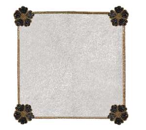 Sets de table en verre carré de haute qualité avec motifs blancs, faits à la main, en perles de verre, pour table à manger - Product Image 1