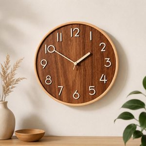Large Wooden Wall <b>Clock</b> <b>Silent</b> Non Ticking Japandi Nordic Minimalist Rustic Modern Decor for Living Room Bedroom Office - Product Image 5