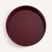 Plateaux ronds en rotin durables, plateau de service laqué avec poignées, bordeaux, décoration intérieure, organisateur de table, vente en gros, ensembles faits à la main, B2B