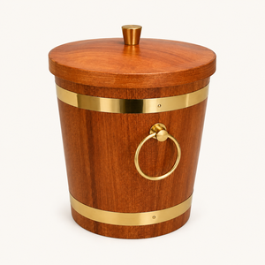 Seau à glace en bois de luxe avec logo personnalisé, double paroi en acier inoxydable, refroidisseur à vin et champagne, articles de bar écologiques et modernes - Product Image 1