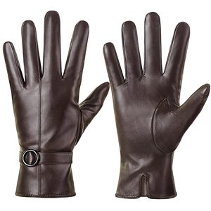 Gants en cuir pour femmes, longueur poignet, hiver, compatibles écran tactile, chauds, respirants, écologiques, sportifs, pour cadeaux de Noël - Product Image 5