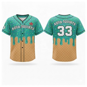 Camiseta de Béisbol Personalizada con Estampado Completo, Unisex, para Adultos, Manga Corta, Cierre de Botones, Cuello en V, Secado Rápido, 140g Poliéster, Personalizada para Equipos - Product Image 1