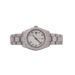 Iced Dial Quartz <b>Watch</b> Stainless Steel <b>Bracelet</b> Analog Calendar Wristwatch for <b>Women</b> - Product Image 1