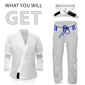 Trajes de BJJ transpirables para hombre, color blanco, tela de algodón para artes marciales, trajes de Muay Thai, Jiu Jitsu, uniforme de Kick Boxing - Product Image 6