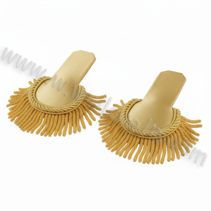 Épaulettes en laine matelassées de haute qualité avec franges en bullion, confectionnées à la main, et écussons d'épaule dorés - Product Image 5