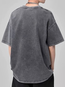 Acid Wash <b>Vintage</b> <b>T</b> <b>Shirt</b> Streetwear Distressing Washed Heavy Cotton <b>T</b> <b>Shirts</b> With Logo Drop Shoulder Casual Streetwear Style - Product Image 2