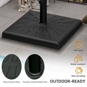 Base per Ombrellone da Patio in Resina Quadrata da 20 Pollici, 42 libbre, Diametro 1.26"/1.5"/1.9", Nera, per Pali di Ombrelloni da Hotel da 2.7m/3m - Product Image 5