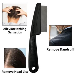 Stainless Steel Comb Yumflan Dandruff Comb Stainless Steel Fine Tooth Dandruff Remover Professional Scalp Comb Hair Comb For <b>Men</b> - Product Image 3
