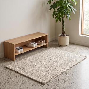 Tapis en boucle tissé à la main, aspect galet épais, antidérapant, texturé, aspect laine, pour salon, chambre, entrée - Product Image 1