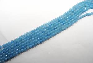 ลูกปัดหินแคลเซโดนีสีน้ำเงินธรรมชาติทรงกลมเหลี่ยมเพชรพลอย สำหรับทำเครื่องประดับ ขายส่ง - Product Image 3