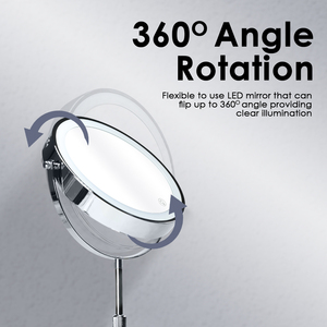 Rotatable 1X/10X Magnification Vanity Mirror 5000mAh Battery, 8-inch LED Double-Sided Makeup Mirror, 3-Color Dimmable Mirror - Product Image 4