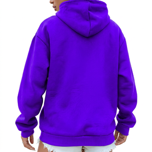 Sweat-shirt à capuche unisexe surdimensionné en molleton noir uni, coupe décontractée, tricoté, à manches longues - Product Image 5
