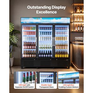 Enfriador de Bebidas Vertical Comercial de 54.3 Pies Cúbicos - Refrigerador con 3 Puertas de Vidrio - Product Image 5