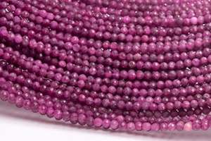 พลอยทับทิมสีม่วงแดงธรรมชาติ เกรดเจียระไนทรงกลม เม็ดหลวมสำหรับทำเครื่องประดับ สร้อยข้อมือ สร้อยคอ DIY - Product Image 2