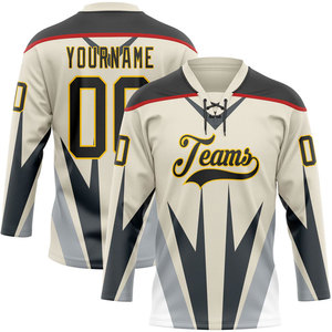Camiseta de Hockey sobre Hielo Personalizada para Equipos, Manga Larga, Cuello en V, Impresión Sublimada, Poliéster que Absorbe la Humedad, Ropa Deportiva para Hombre Adulto - Product Image 4