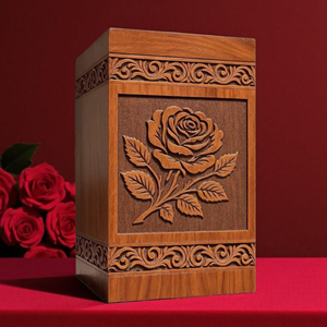 Urne funéraire en bois de rose gravée : Urne commémorative personnalisée, souvenir funéraire par AYAANS - Product Image 3