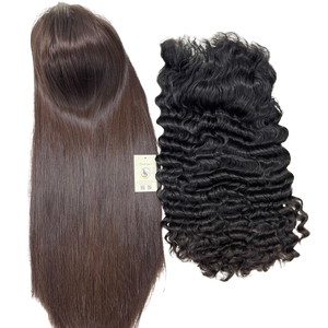 Solo cabello crudo marrón blanqueado, pelucas onduladas profundas, cutículas completas alineadas, encaje suizo, peluca con cierre 5x5 HD, cabello vietnamita - Product Image 1