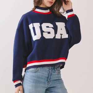 WWD High Quality <b>Mock</b> <b>Neck</b> Cotton Fleece Sweatshirt Tackle Twill Chenille Letter College Greek Pullover Custom College Crew Nec - Product Image 2