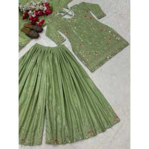 Ensemble de costume de soirée pour femmes de marque, comprend un haut, un sharara, un palazzo et un dupatta - Product Image 3