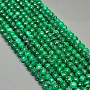 Cuentas de Malaquita Natural de 4mm, Redondas y Lisas, Grado AAA, para la Fabricación de Joyería, Venta al Por Mayor - Product Image 5