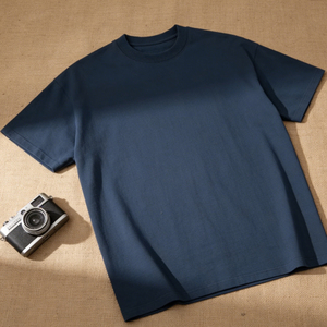 Camiseta de manga corta para hombre, color azul marino, cuello redondo, 100% algodón jersey, corte regular, color sólido, estilo casual, diseño liso, camisetas personalizadas. - Product Image 5