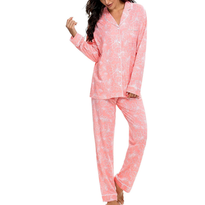 Conjunto de Pijama de Satén de Seda 100% Tejida con Estampado Digital Personalizado para Invierno, Transpirable, de Secado Rápido, de Longitud Completa, para Mujer, OEM - Product Image 3
