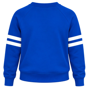 Sudadera Azul para Mujer con Cuello Redondo, Gráfico de Letras Griegas Doradas 1922, con Rayas Blancas Dobles en las Mangas, Manga Larga, Estilo Casual Universitario - Product Image 5