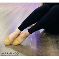 Chaussures de danse unisexe Armando AG749 à demi-semelle, en cuir souple, pour pirouettes et tours de talon, style contemporain et lyrique, avec bande élastique et doublure en coton