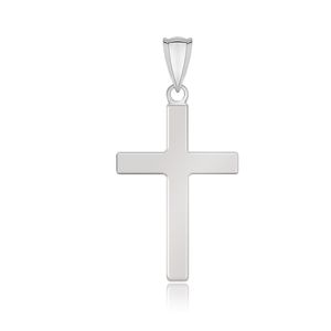 Ciondolo a Croce in Oro Bianco 14k dal Design Piatto, Pendenti e Charm alla Moda - Product Image 1