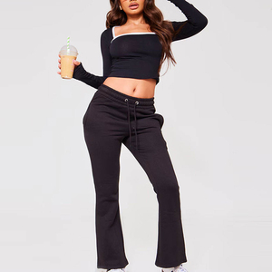 Wholesale Custom Women's High <b>Waist</b> Bell Bottom Wide Leg <b>Jeans</b> Breathable Cotton Fashion Wear <b>with</b> Flared Style OEM - Product Image 2