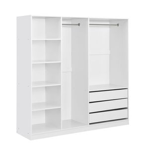 Armadio Bianco in Legno Senza Porte con Ripiani e 3 Cassetti per Camera da Letto - Product Image 4