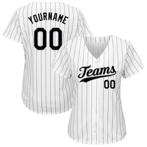 Camiseta de Softbol Personalizada para Mujer, Blanca con Rayas Negras y Grises, Transpirable, Absorbente de Humedad, Uniforme Deportivo para Equipo, Venta al Por Mayor - Product Image 1