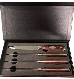 Handmade Carbon Steel 4-Piece <b>Steak</b> Set Kitchen Chef Pakkawood Handles Pure Leather Sheath Eco-Friendly Ultimate Durability - Product Image 4