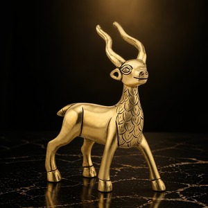 SHUBHAM - Estatua de Ciervo Personalizada en Latón Chapado en Oro, Figura de Animal Pulida, Decoración para el Hogar, Adorno Religioso, Recuerdo - Product Image 4