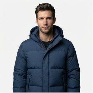 Chaqueta acolchada informal de invierno para hombre con corte de cremallera diagonal y muy exigente en moda para hombre de calidad superior - Product Image 1