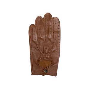 <b>Brown</b> <b>Leather</b> Driving <b>Gloves</b> Soft Cow Aniline Unlined Perforated Breathable Grip Outdoor Classic Fashion <b>Mens</b> Driving <b>Gloves</b> - Product Image 4