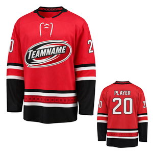 Maillot de hockey sur glace rouge à manches longues, respirant, uniforme d'équipe athlétique, entraînement pour adultes, performance sportive - Product Image 1