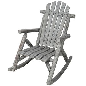 Silla Mecedora de Madera Resistente Color Gris Claro para Porche, Silla Mecedora de Madera de Abeto para Patio Exterior - Product Image 4