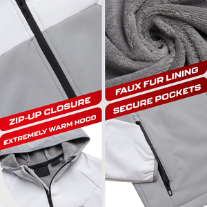 Veste softshell à capuche pour homme, coupe-vent, color block, fermeture éclair, décontractée, pour l'automne, coupe classique, en polyester - Product Image 6